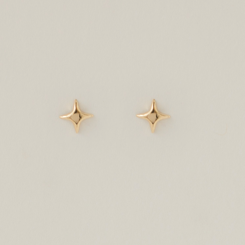 Falling Star Studs Solid 14k Gold