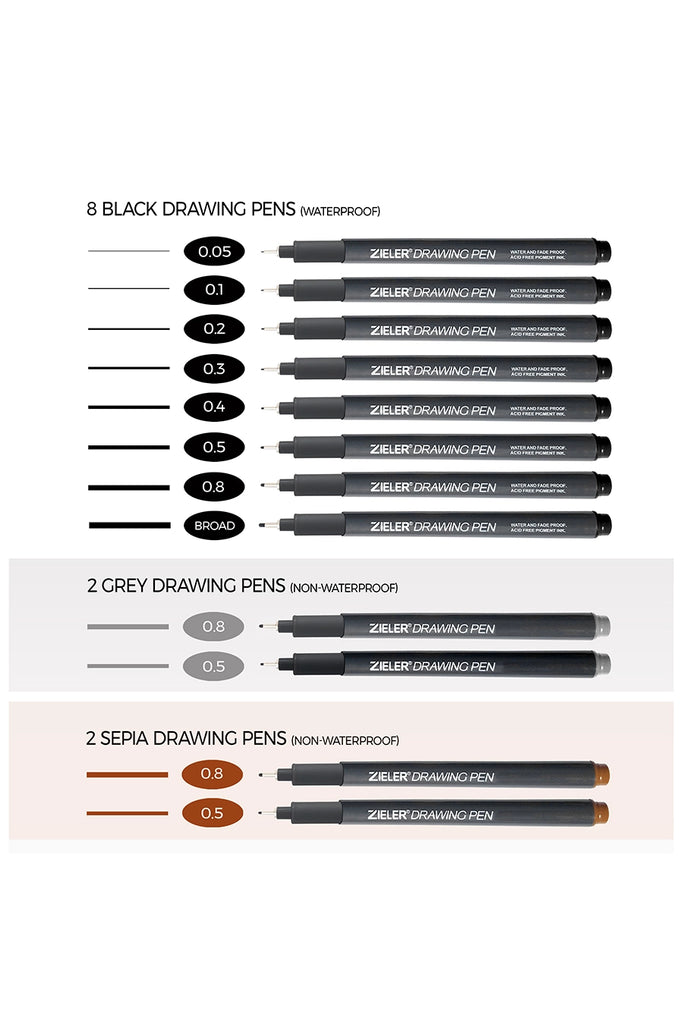 Zieler Fineliner Drawing Pens
