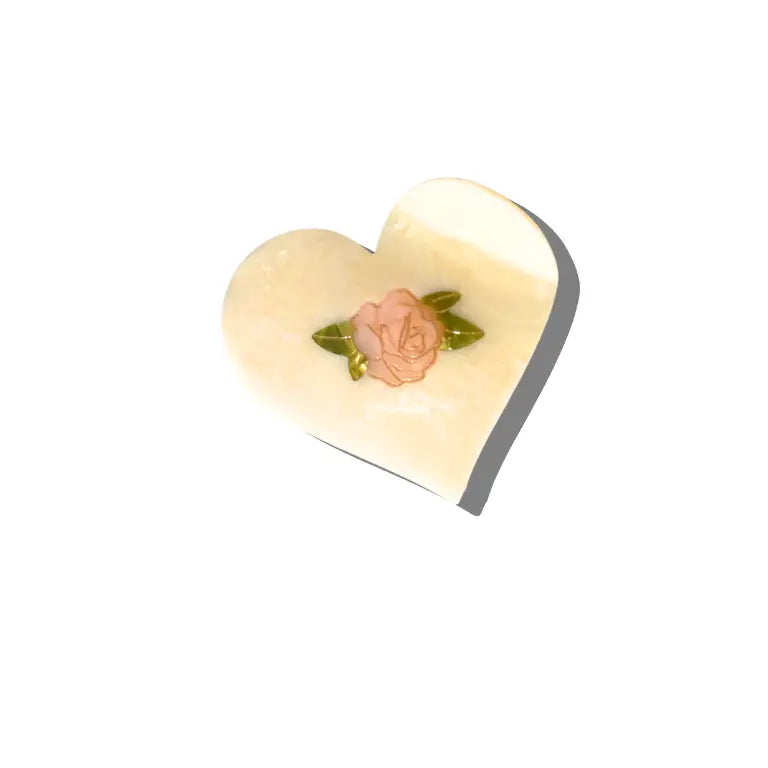 Hand-Painted Rose Heart Claw Hair Clip