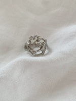 Brutalist Style Net Sterling Silver Ring