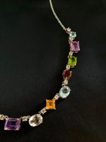 Multi-Color Gemstone Sterling Silver Necklace