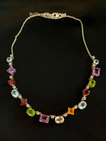 Multi-Color Gemstone Sterling Silver Necklace