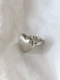 Etched Heart Locket Sterling Silver Ring