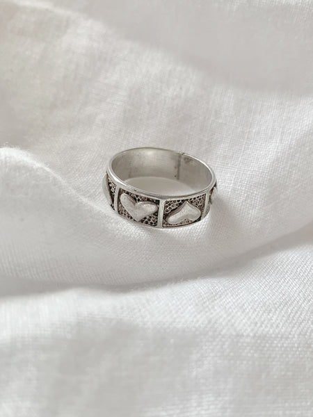 Heart Band Sterling Silver Ring