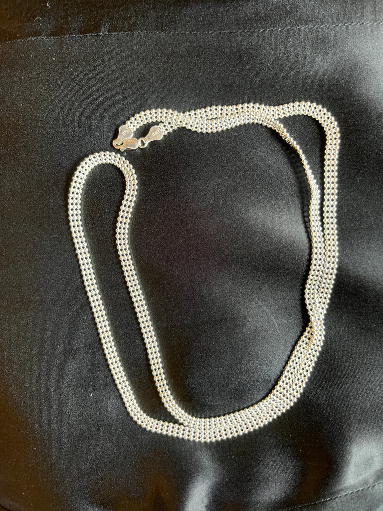 Sterling Silver Three Bead Dot Wrap Chain LONG  Necklace