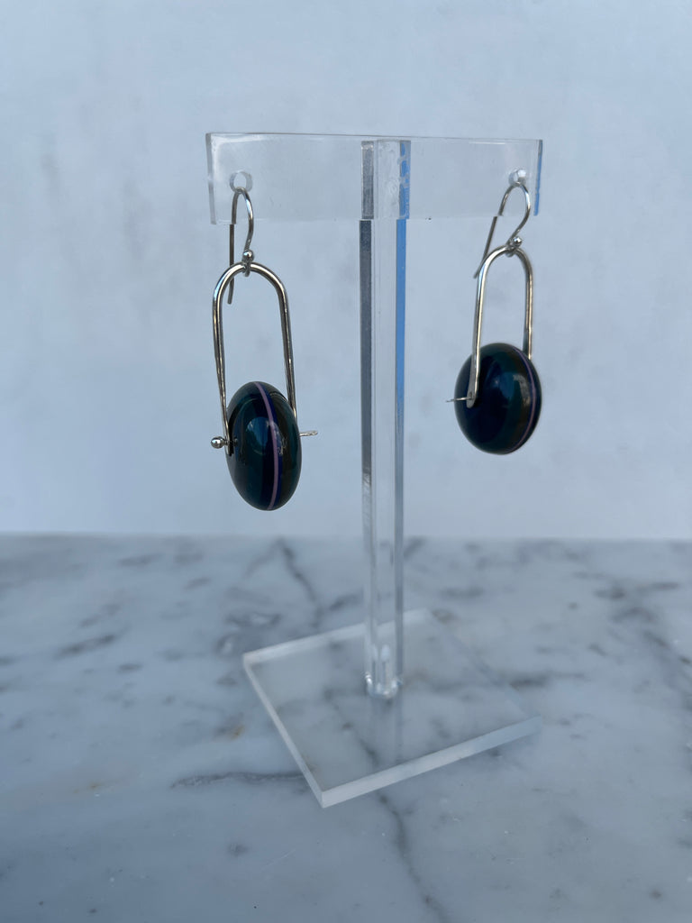 Deco Spinners with Striped Blue Beads