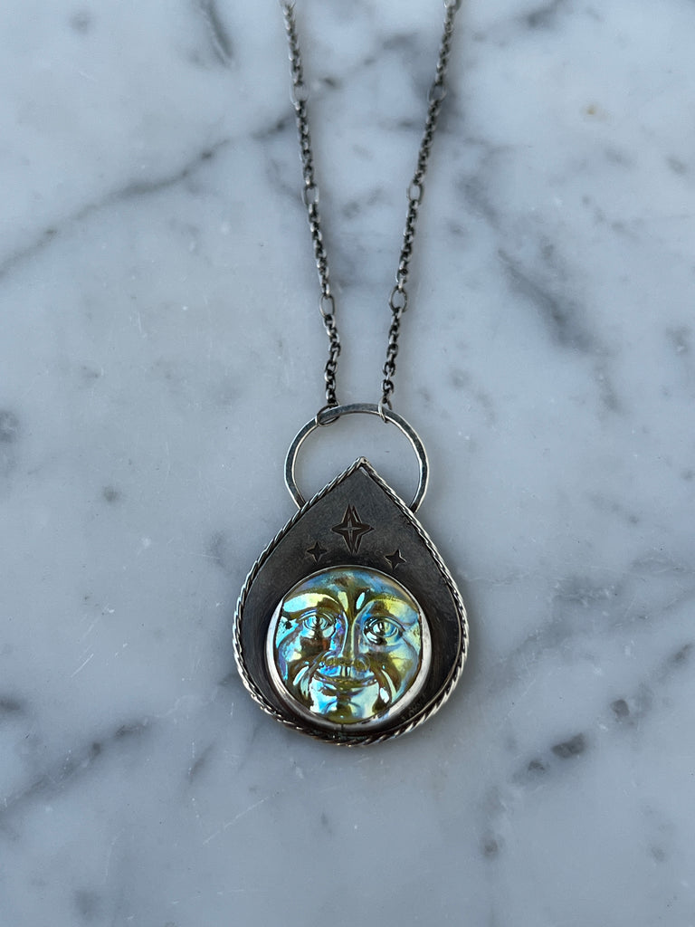 Moon Face Amulet Pendant Necklace