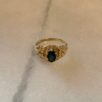 1930's Oval Sapphire Ornate UK Europe 10K Gold Ring