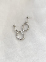 Oval Dangle Stud Sterling Silver Earrings