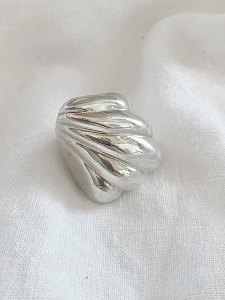 Extra Large Ridged Modern Sterling Silver Ring