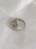 Domed Textured Sterling Silver Ring