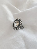 Round Flower Ball Silver Ring