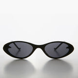 Selena - Slim Small Frame Oval Retro Cat Eye Sunglass - Black