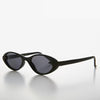 Selena - Slim Small Frame Oval Retro Cat Eye Sunglass - Black