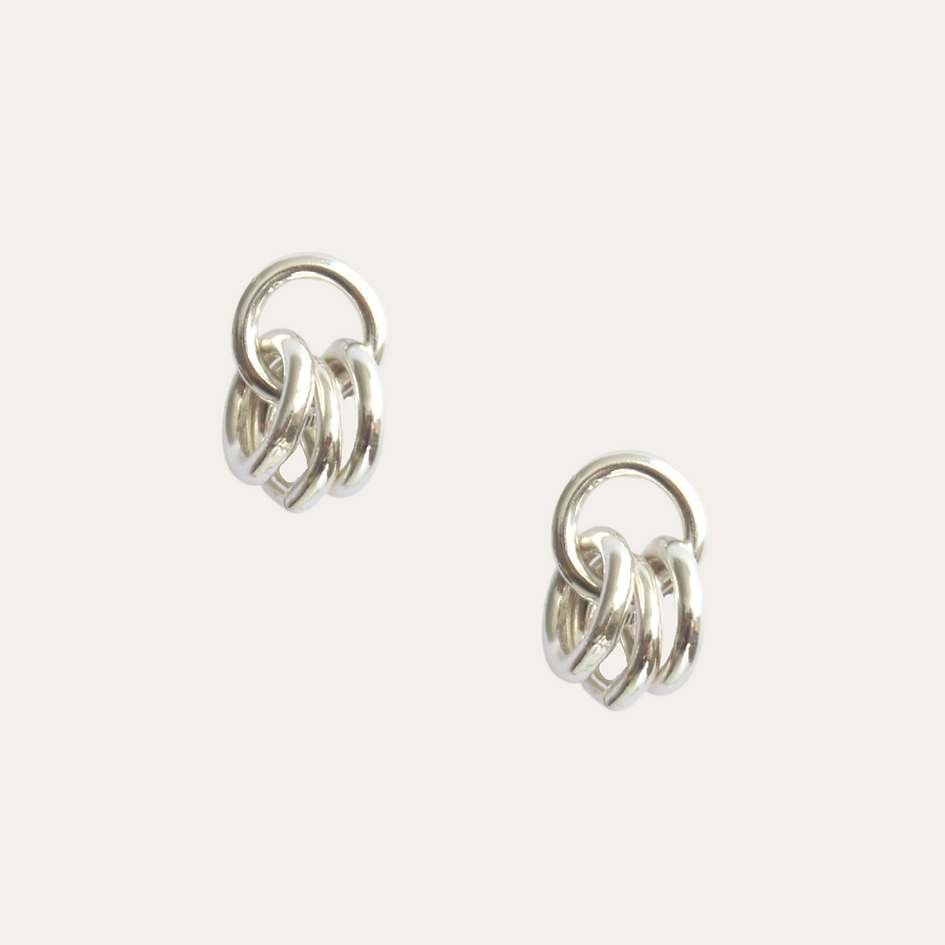 Baby Silver Cluster Stud Earrings