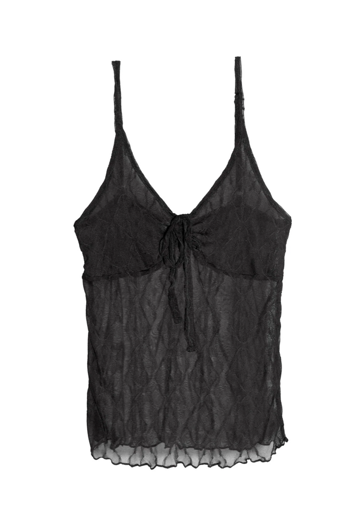 Mariposa Lace Ruched Cami - Black