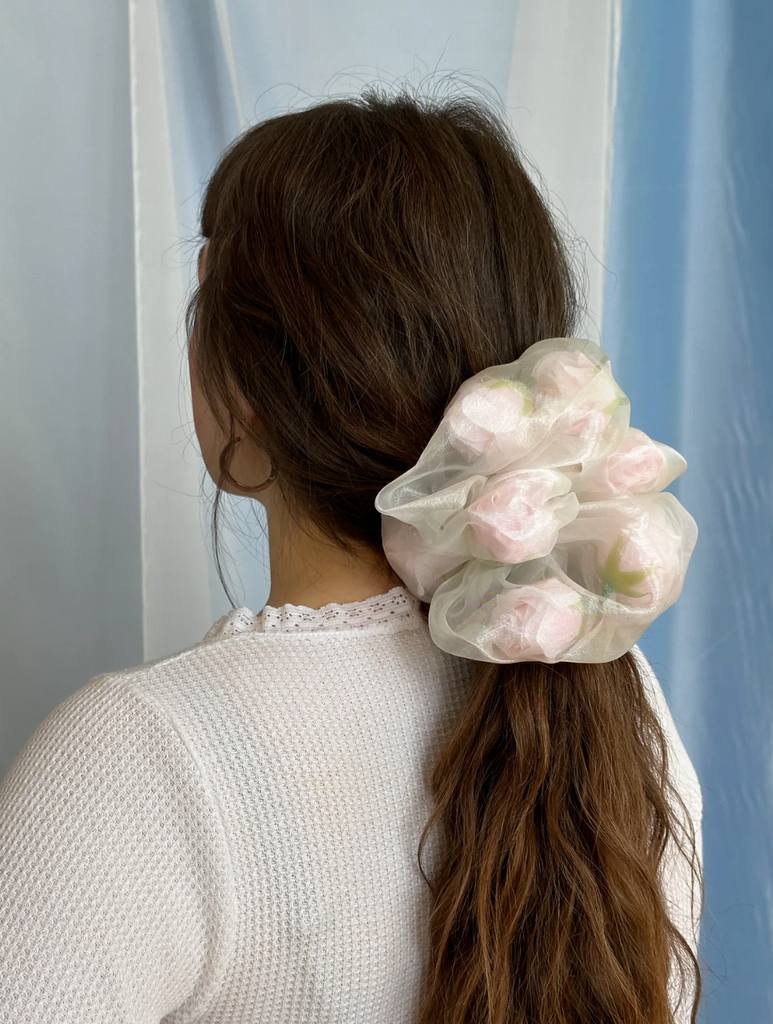 Giant Sheer Rose Stuffed Scrunchie