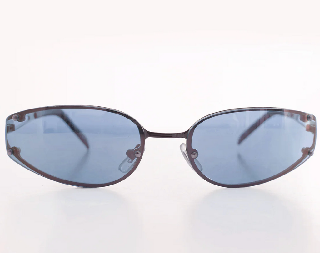 Oval Y2k Wrap Around Sunglasses - Rickey - Blue