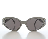 Embellished 90s Cat Eye Vintage Sunglasses - Asa - Gray