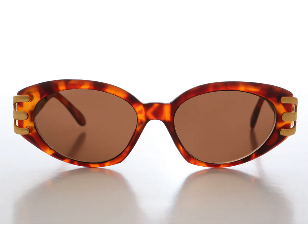 Embellished 90s Cat Eye Vintage Sunglasses - Asa - Brown
