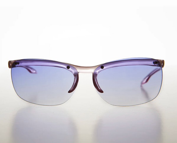 Y2K Curved Rimless Vintage Sunglasses - Hadley - Blue