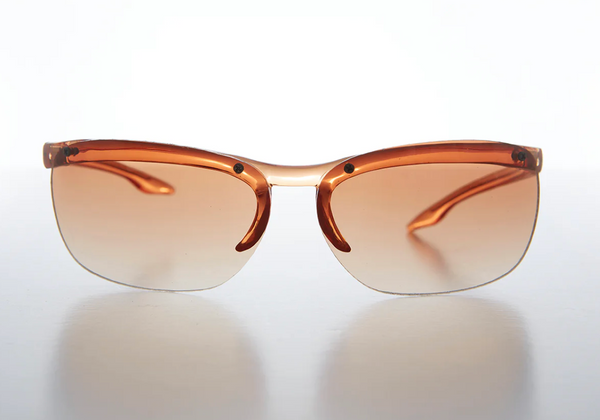 Y2K Curved Rimless Vintage Sunglasses - Hadley - Brown