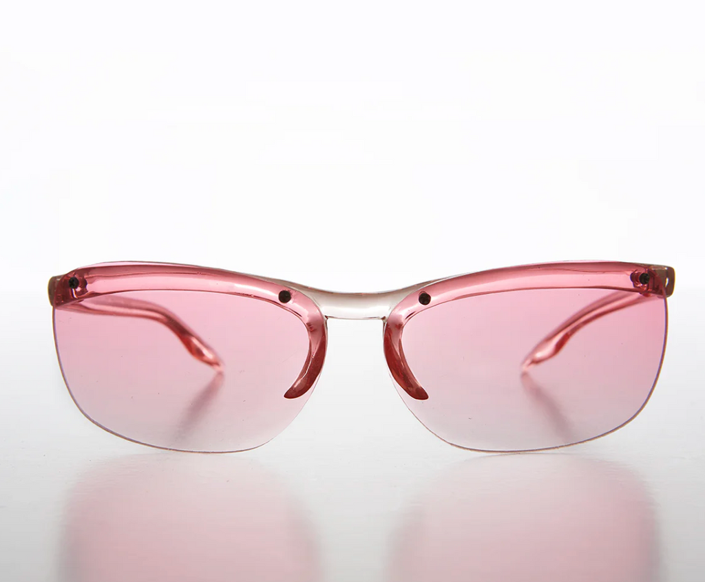 Y2K Curved Rimless Vintage Sunglasses - Hadley - Rose