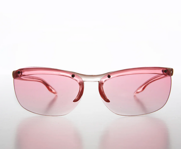 Y2K Curved Rimless Vintage Sunglasses - Hadley - Rose