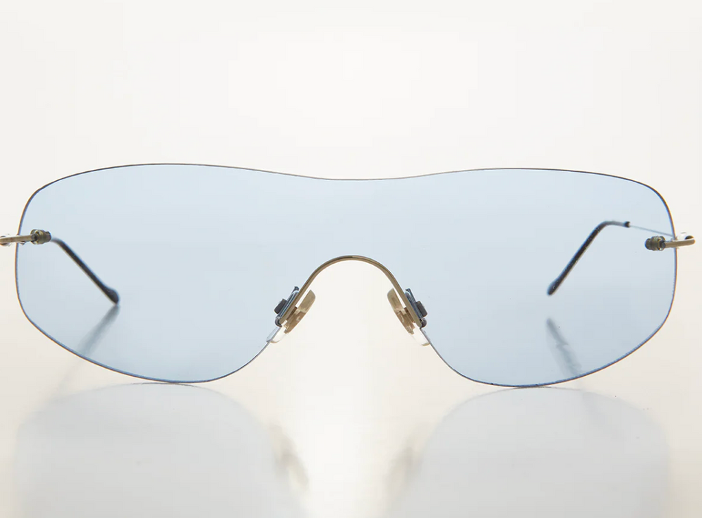 y2k Rimless Shield Sunglasses - Stary -  Green