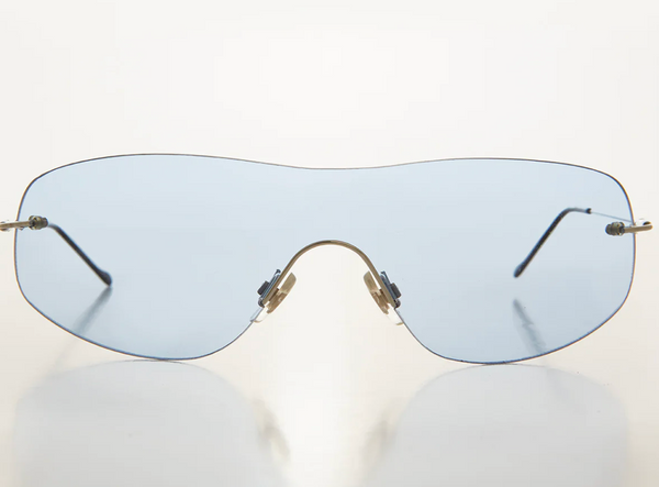 y2k Rimless Shield Sunglasses - Stary -  Green