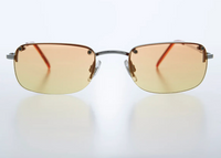 Rimless 90s Rectangle Sunglass with Two Color Lens - Rumi - Orange/Yellow