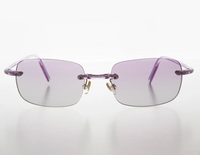 Rimless Color Lens Rectangular Vintage Sunglass- Ansen - Purple