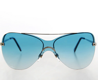 Curved Mono Lens Vintage Sunglasses - Pilar - Teal Blue