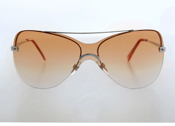 Curved Mono Lens Vintage Sunglasses - Pilar - Brown