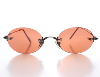 90s Rimless Oval Copper Lens Sunglass - Romaine - Gunmetal