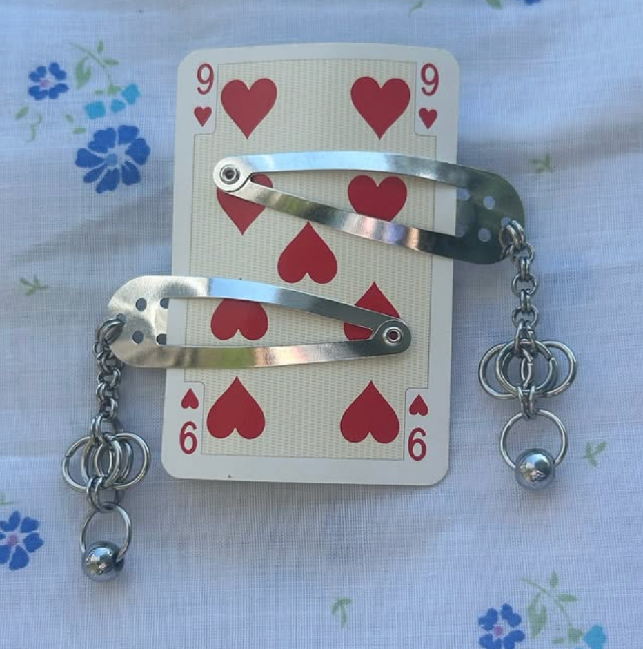 Chain Mail Stainless Steel Hair Clips (Pair)