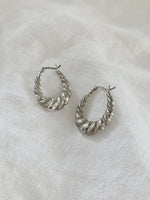 Ridged Creole Hoop Sterling Silver Earrings