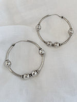 Large Ball Hoop Sterling Silver Earrings