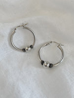 Single Ball Hoop Sterling Silver Earrings