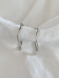 Large Flat Wavy Hoop Sterling Silver Earrings