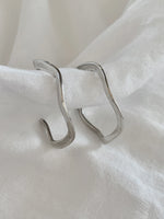 Large Flat Wavy Hoop Sterling Silver Earrings