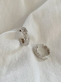 Ornate Medium Hoop Sterling Silver Earrings