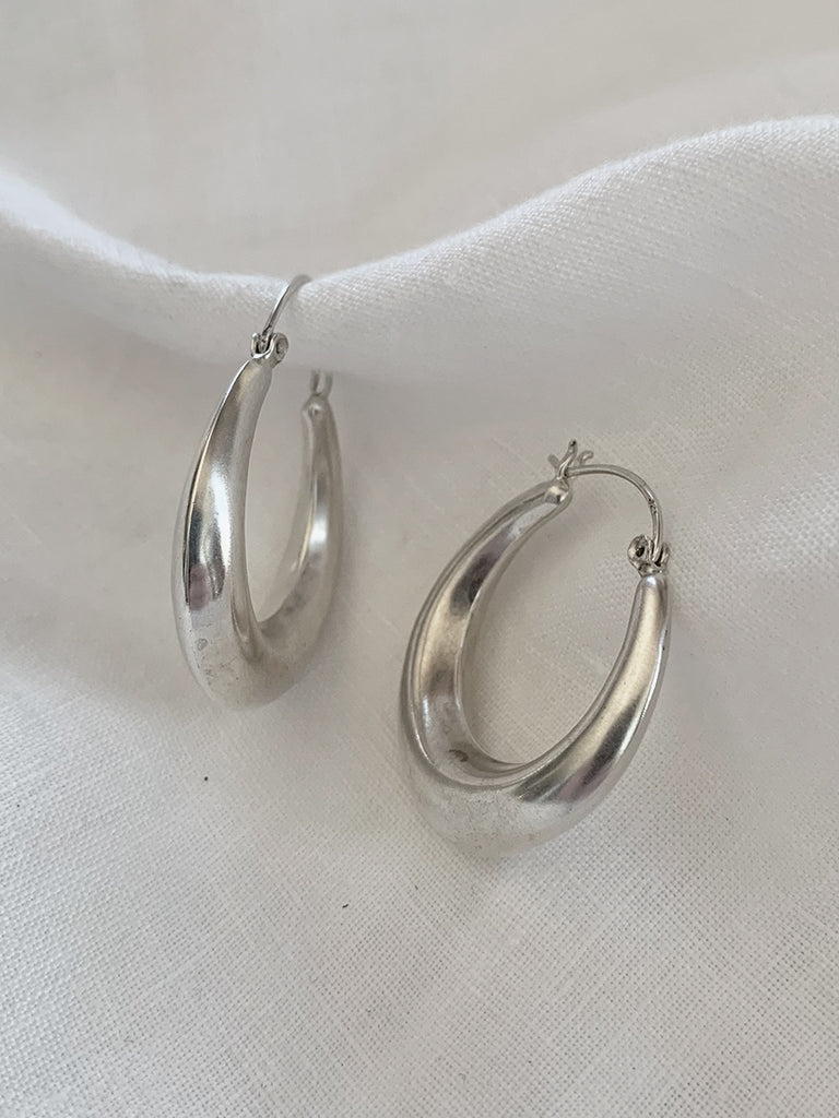 Large Creole Hoop Sterling Silver Earrings