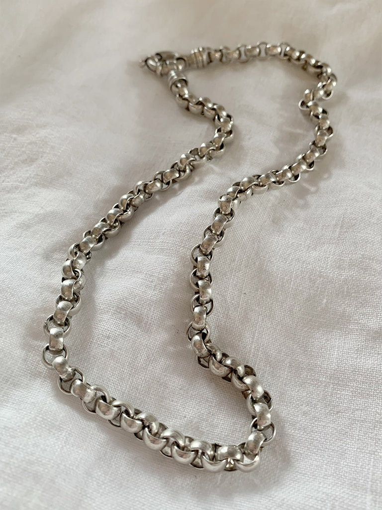 Heavy Rounded Chain Link Sterling Silver Chain Necklace