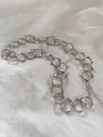 Square Circle Cutout Link Choker Sterling Silver Necklace