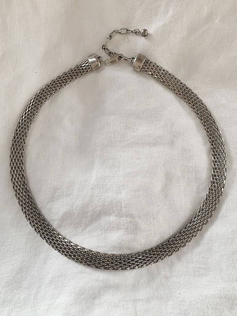 Flat Scale Woven Chain Sterling Silver Necklace