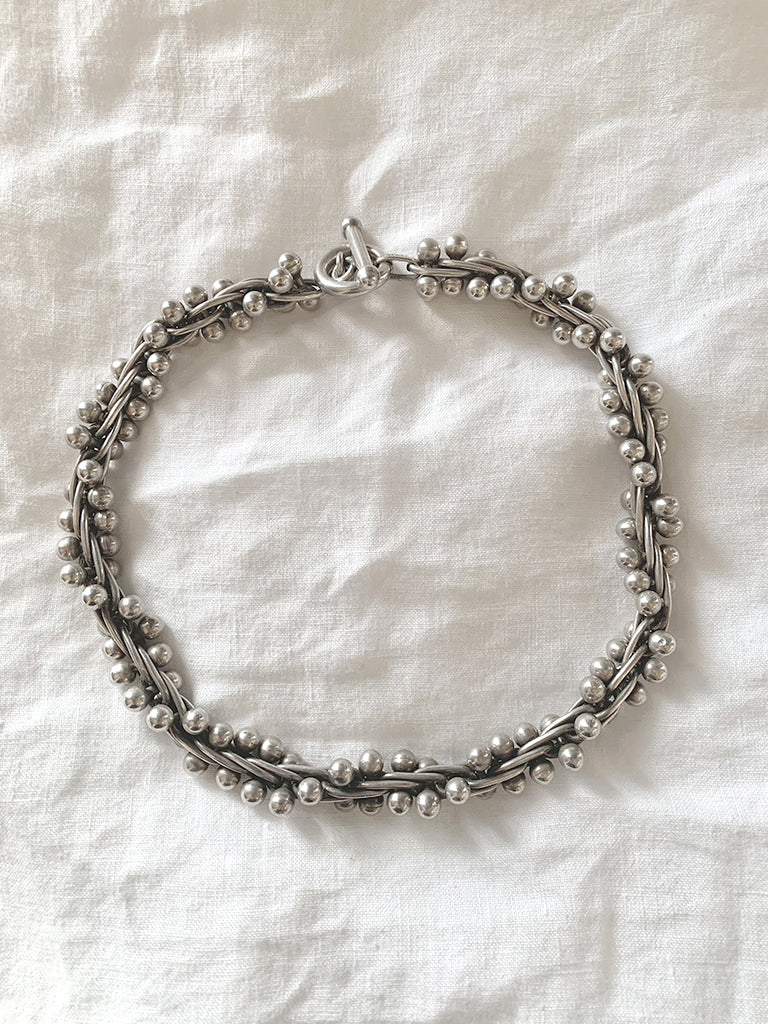 Helix Ball Chain Heavy Choker Sterling Silver Necklace