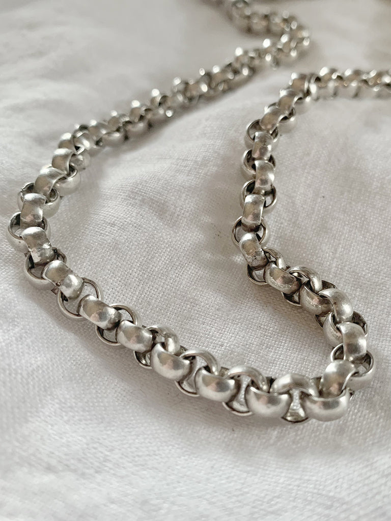 Heavy Rounded Chain Link Sterling Silver Chain Necklace