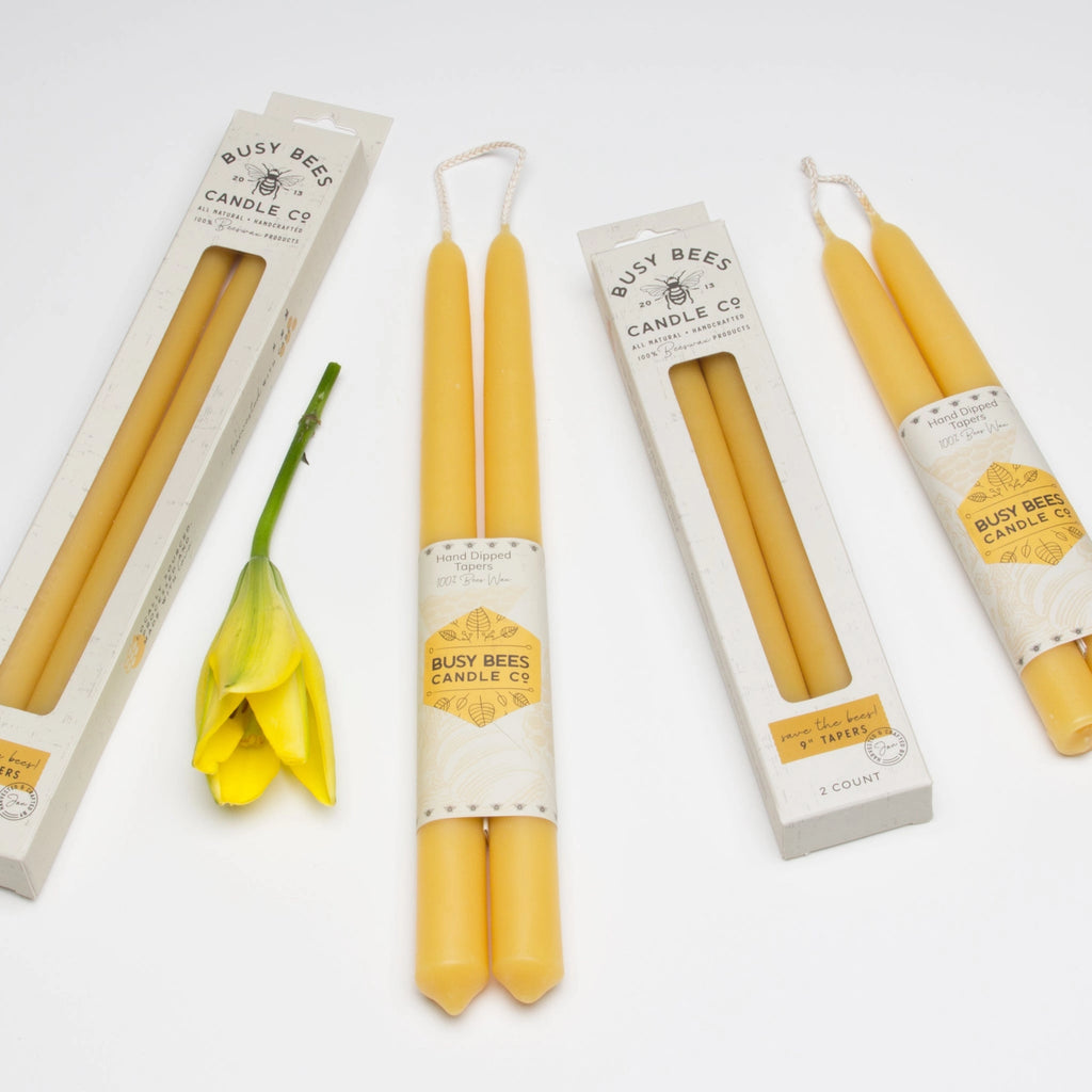 Busy Bee Beeswax Hand Dipped Candles (Pair)