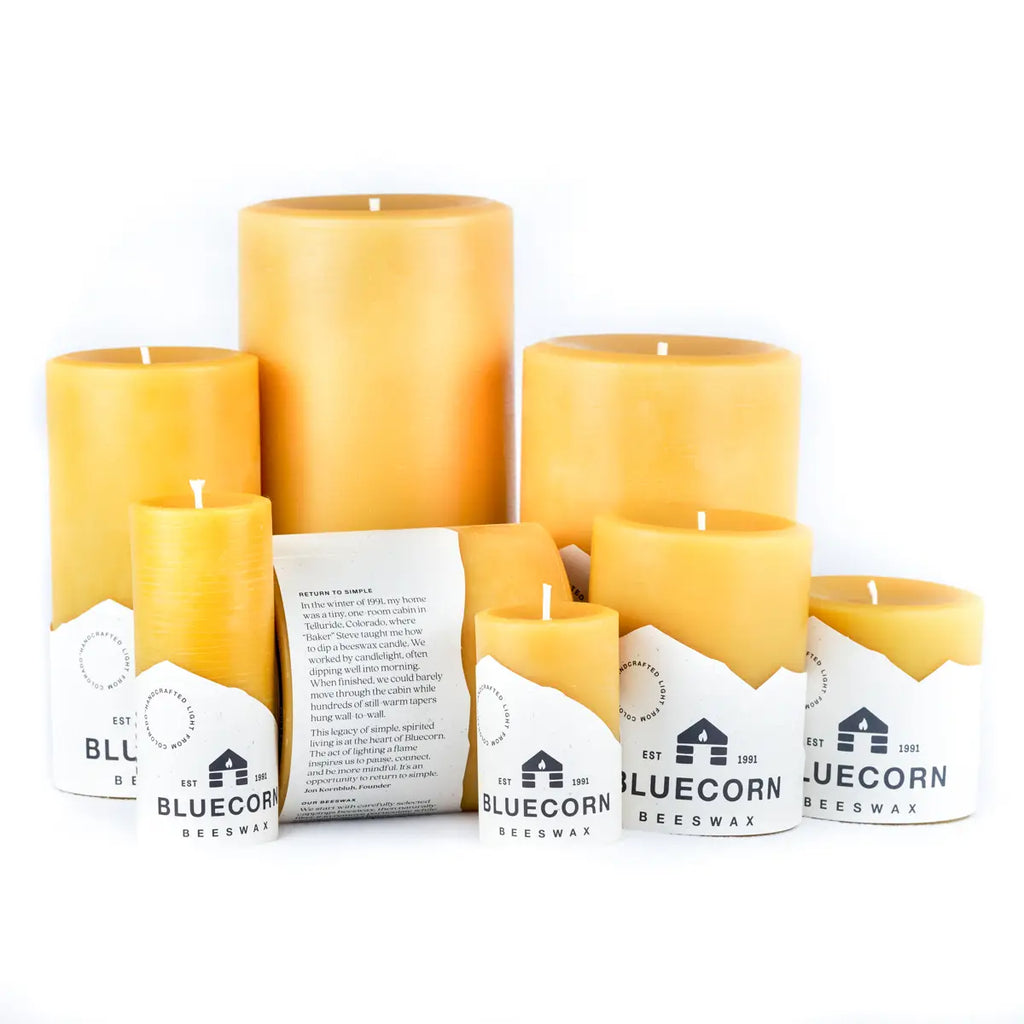 Bluecorn Piillar Beeswax Candles
